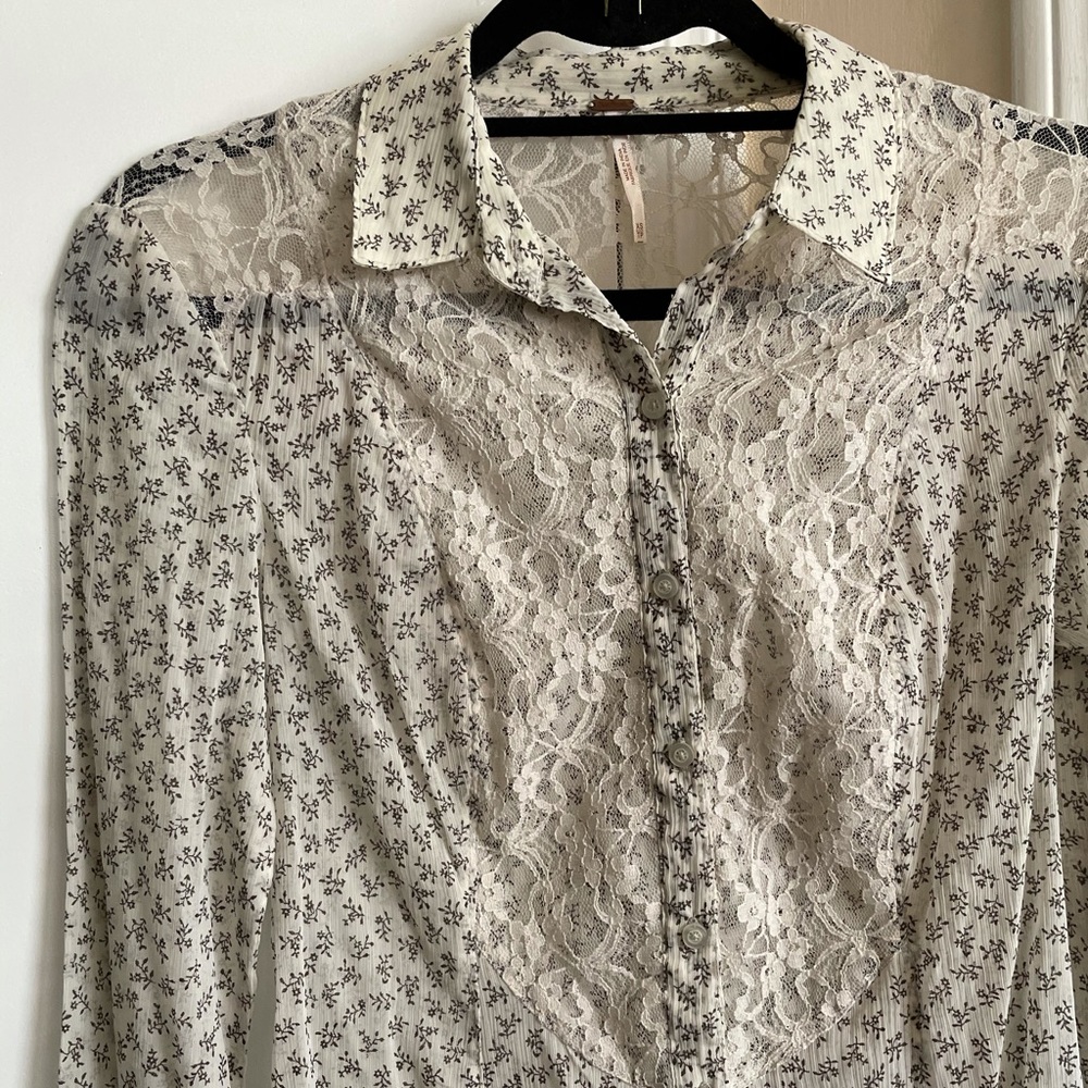 Free People Sheer lace blouse